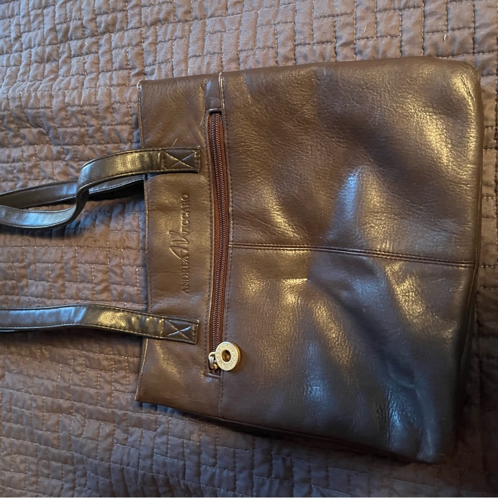 Andrea Viccaro brown leather handbag 10x10 in